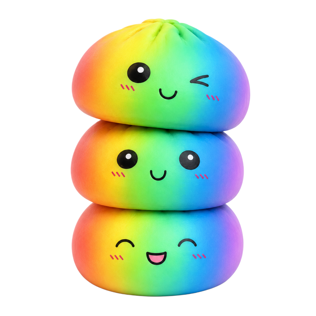 Premium Rainbow Steamed Bun Squishy